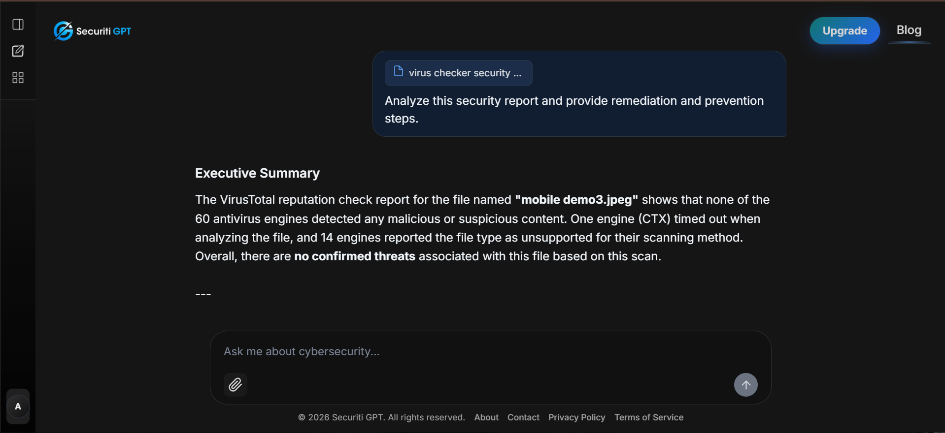SecuritiGPT AI security report summary