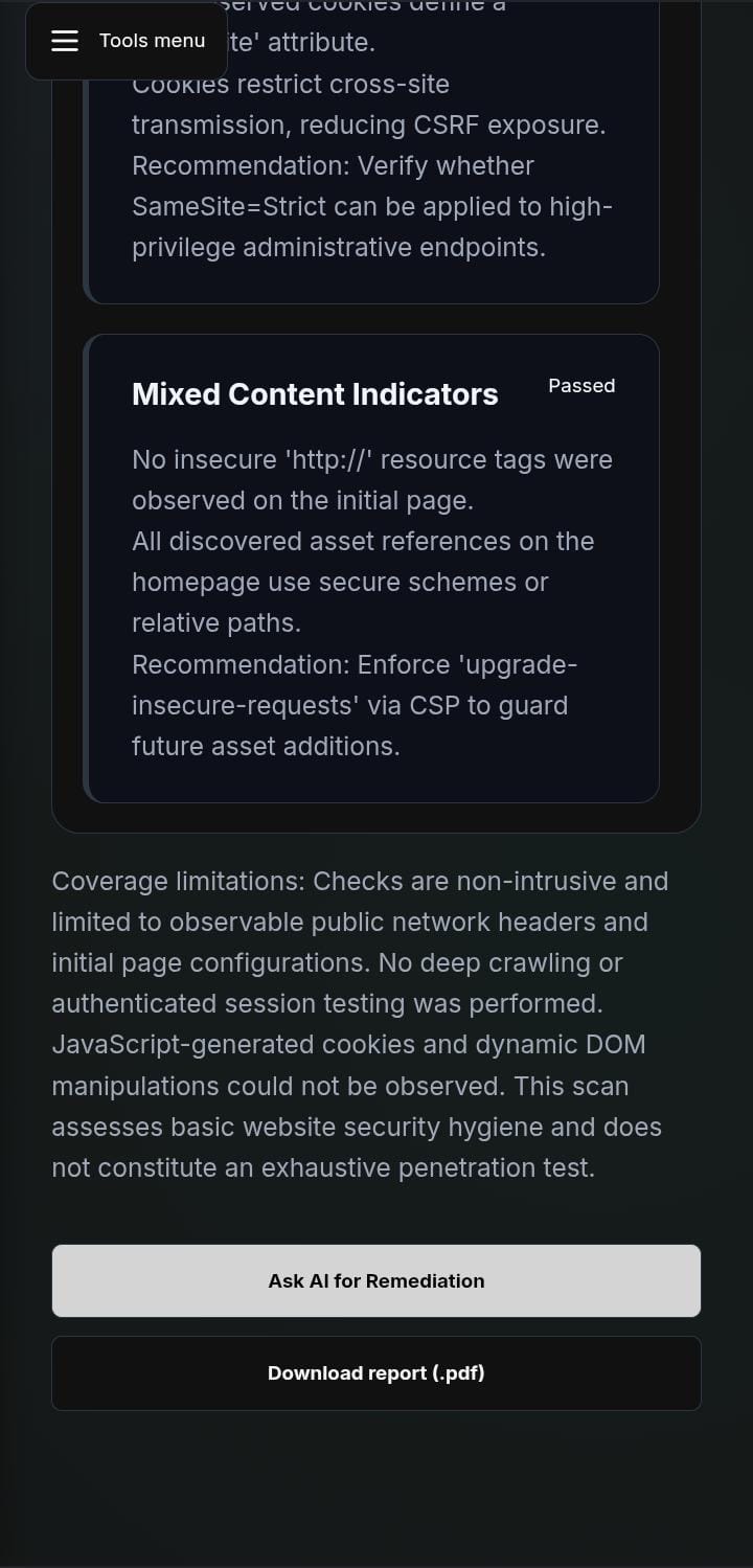 SecuritiGPT mobile scan summary preview