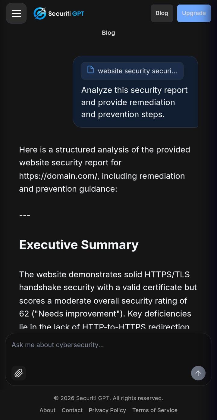 SecuritiGPT mobile AI report preview